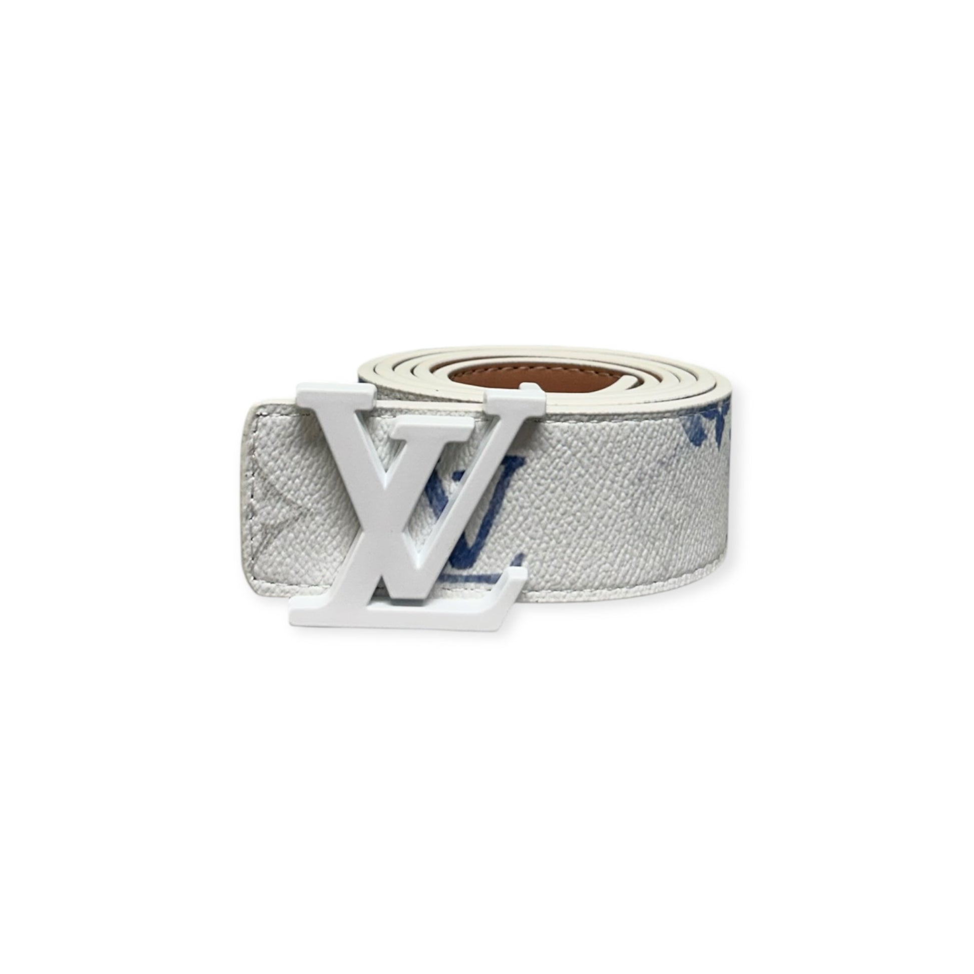 Louis Vuitton White Belt White Buckle "Watercolor"