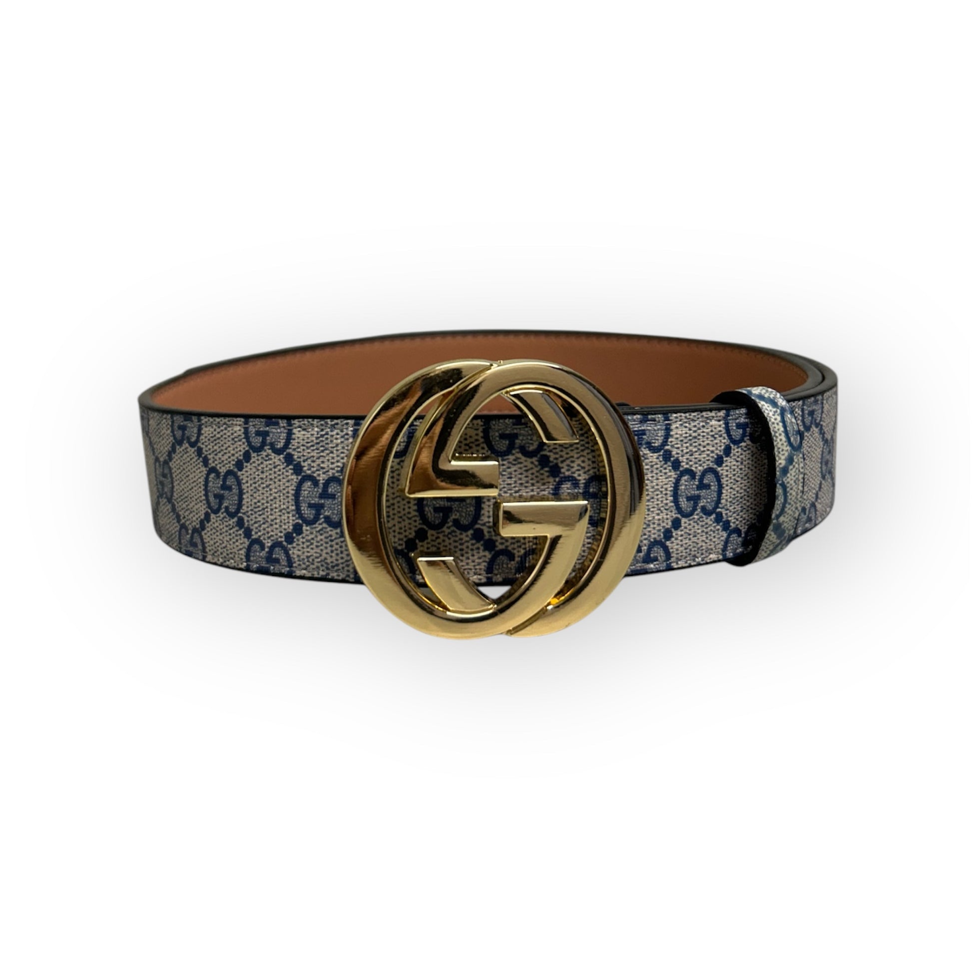 Gucci Blue Belt Gold Buckle "Marmont"