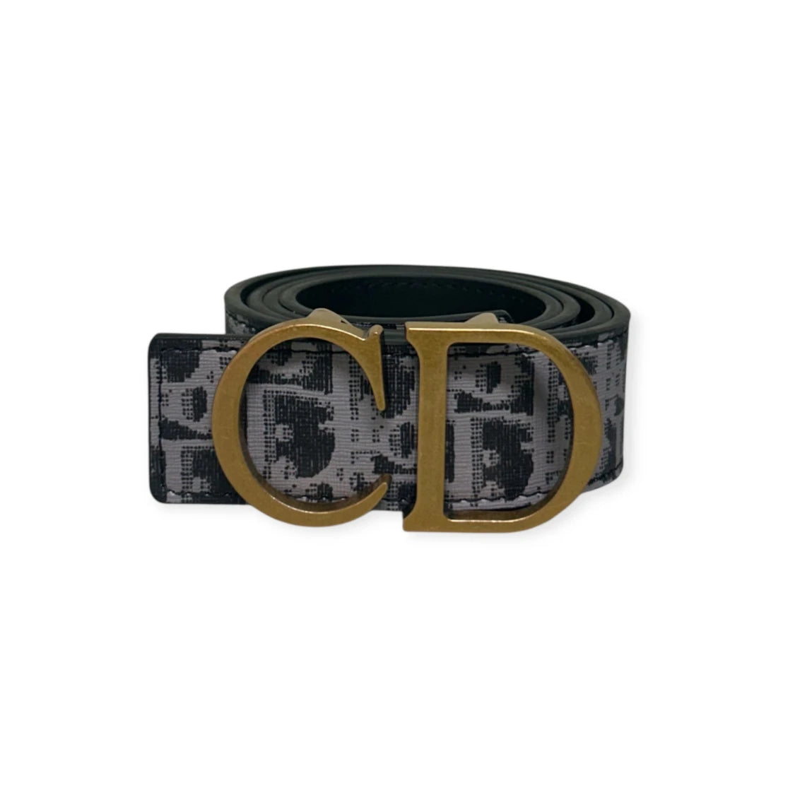 Dior Black Belt Gold Buckle "Monogram"