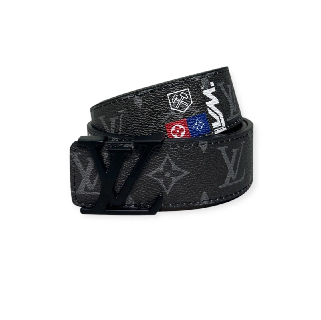 Louis Vuitton Black Belt Black Buckle "Logo Story"
