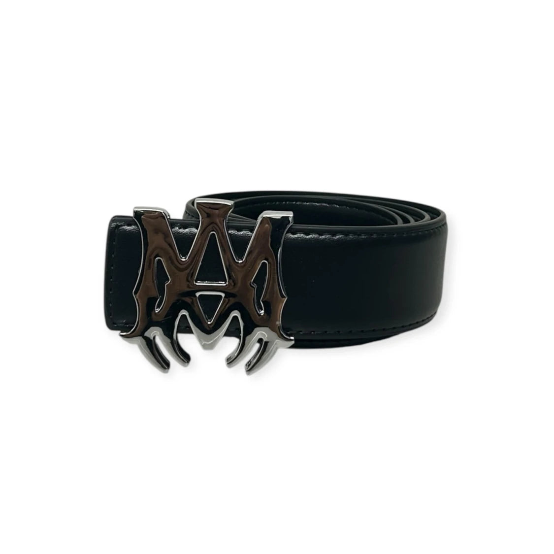 Amiri Black Belt Silver Buckle "MA Logo"