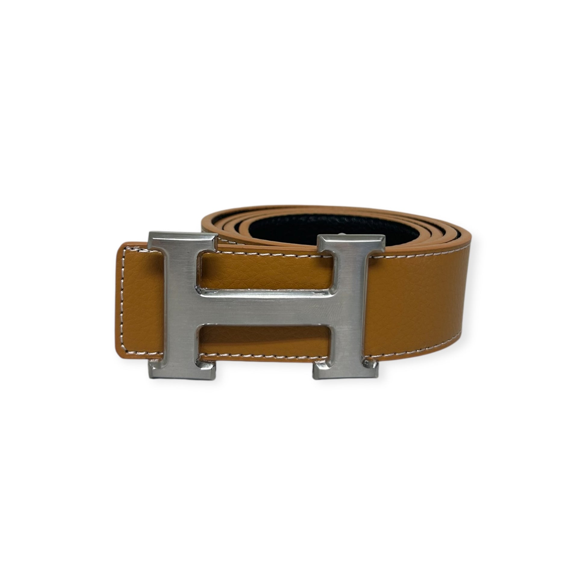 Hermes Brown Belt Silver Buckle "Constance"