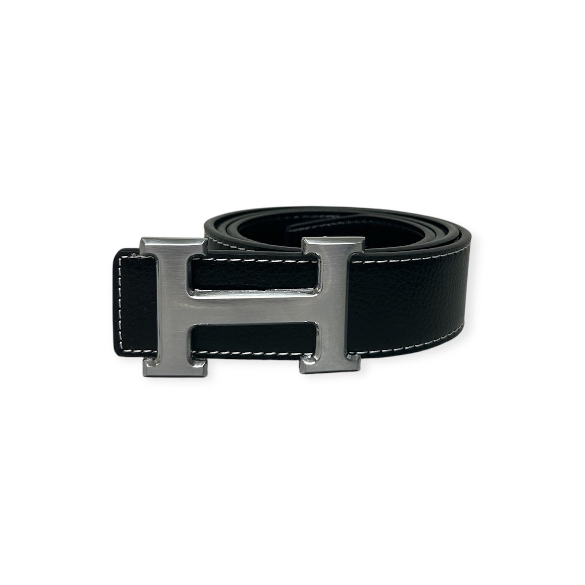 Hermes Black Belt Silver Buckle "Constance"