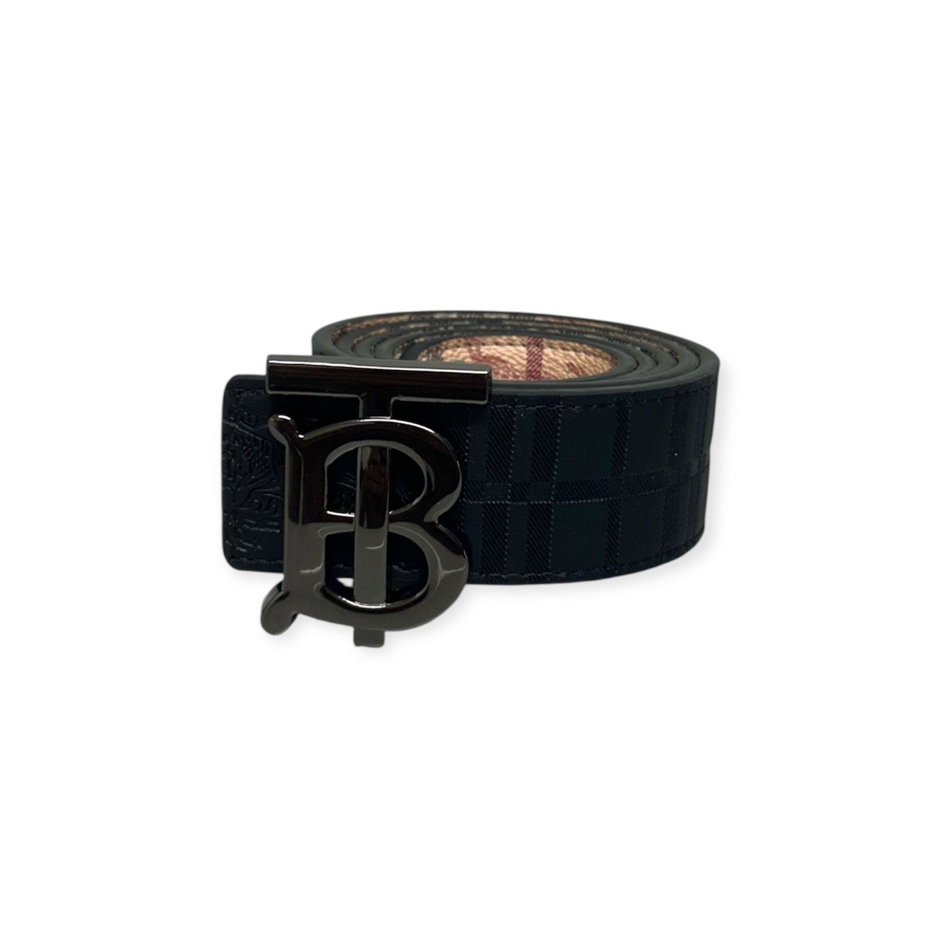 Burberry Beige Belt Silver Buckle "Reversible"