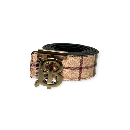 Burberry Beige Belt Gold Buckle "Reversible"