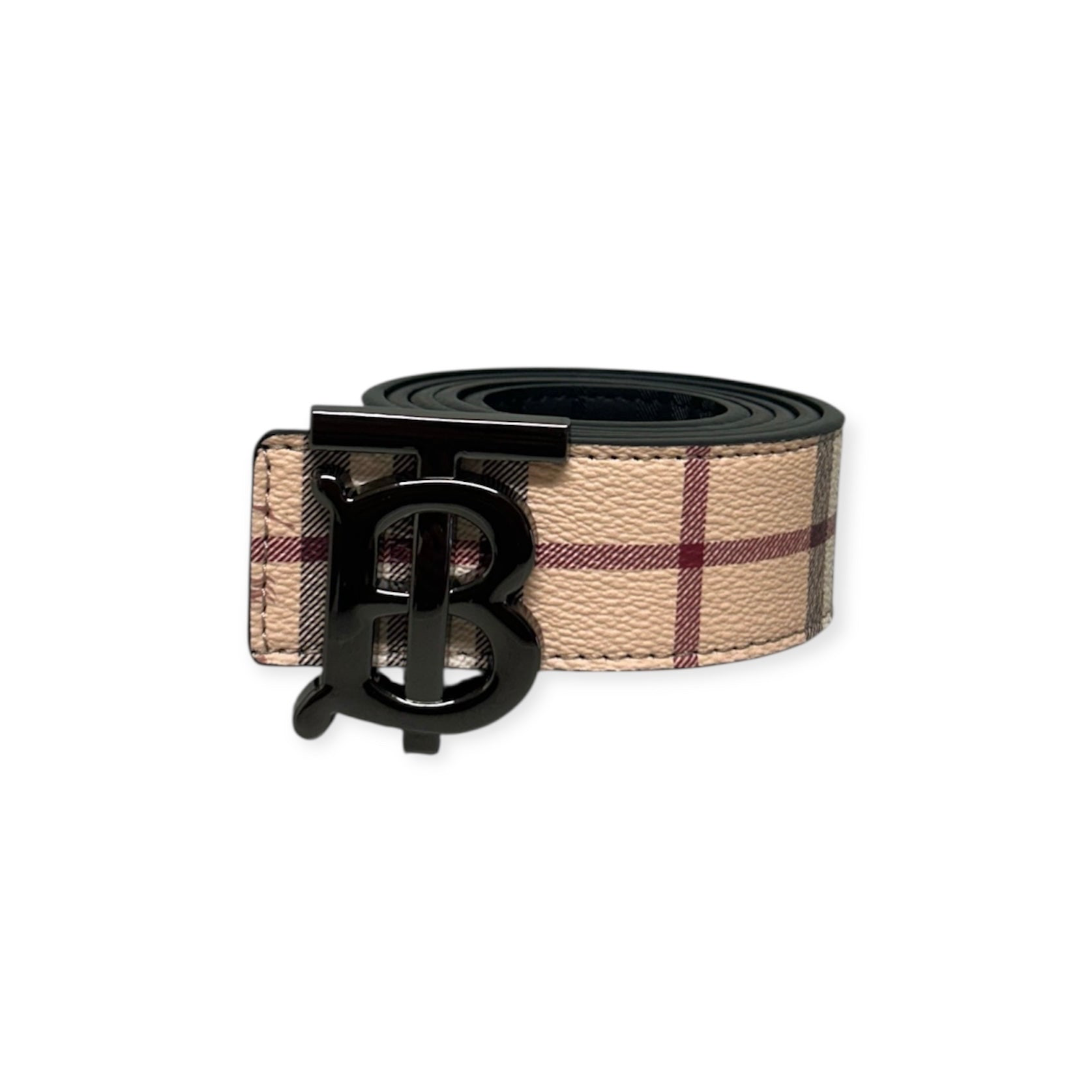 Burberry Beige Belt Silver Buckle "Reversible"