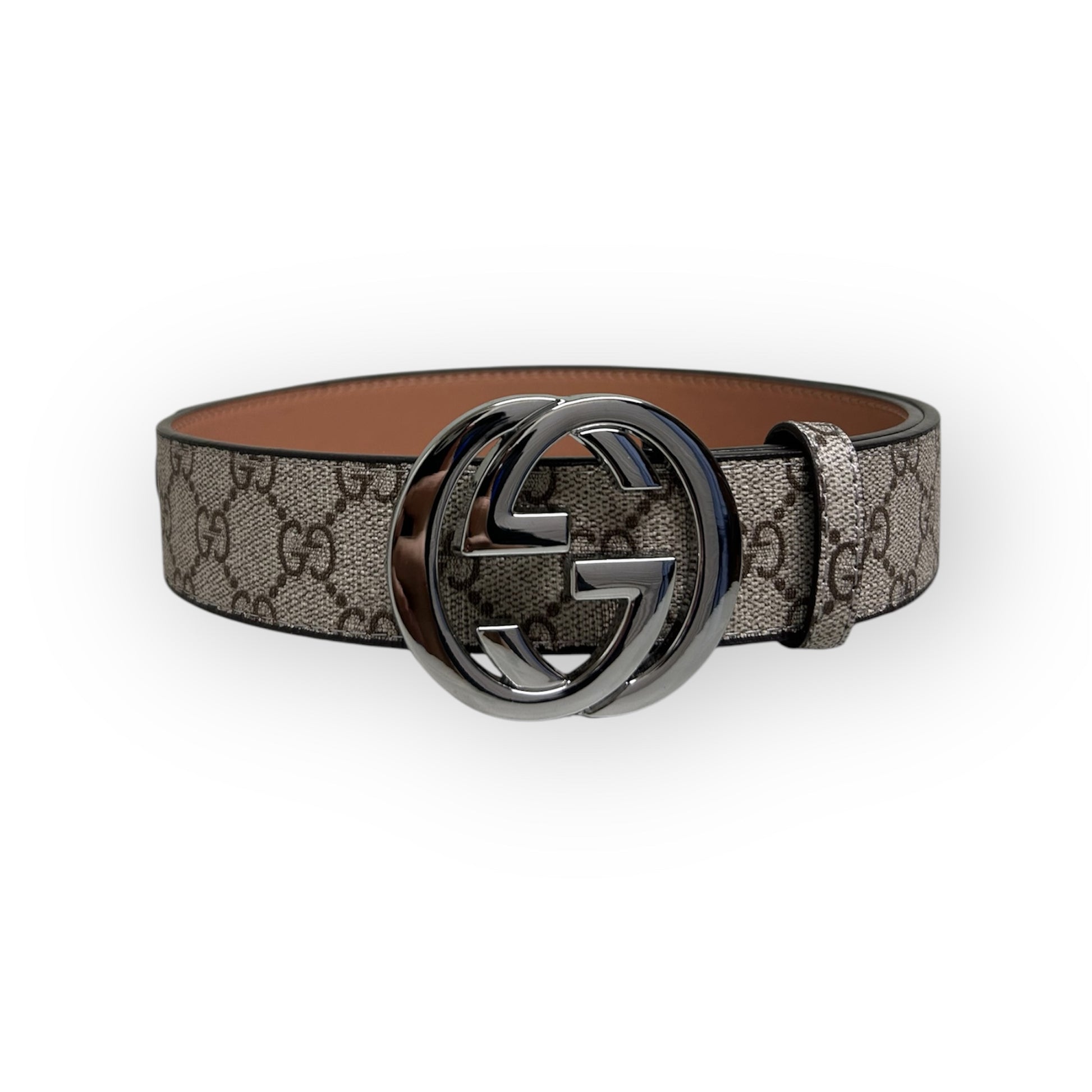 Gucci Beige Belt Silver Buckle "Marmont"