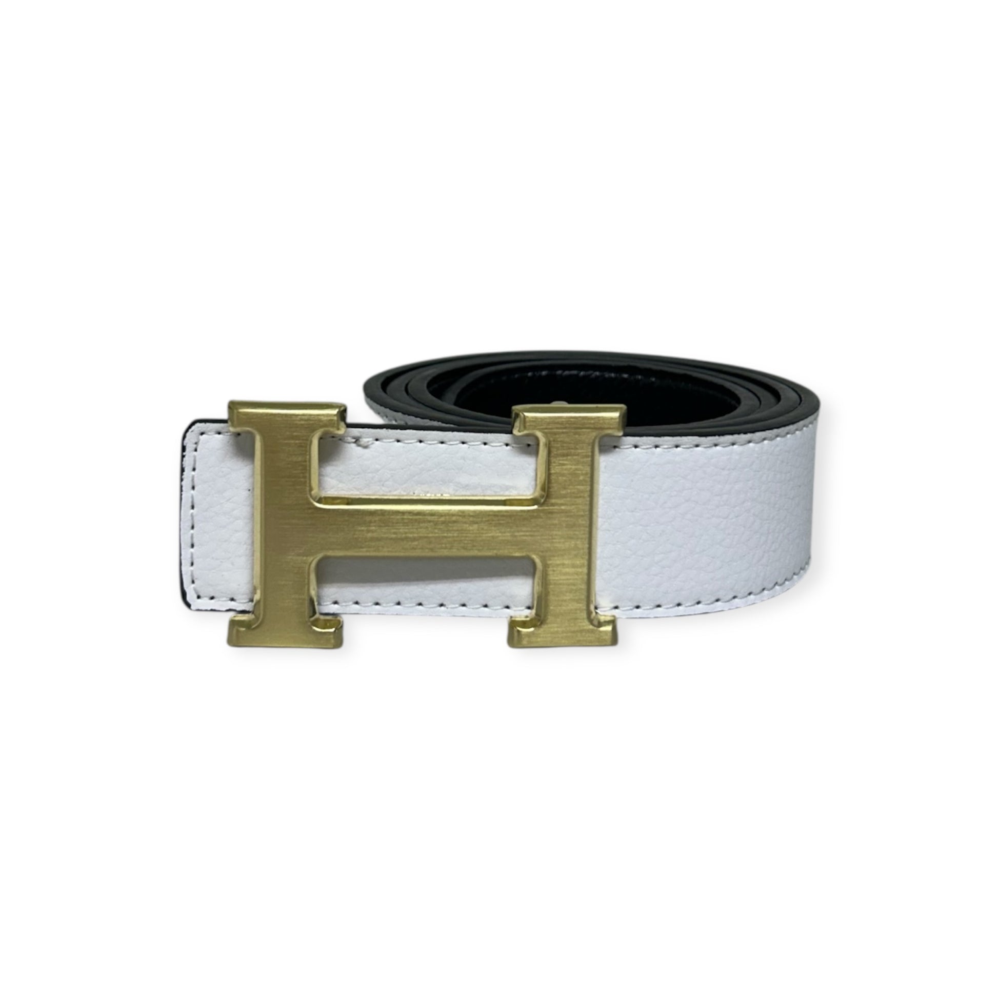Hermes White Belt Gold Buckle "Constance"