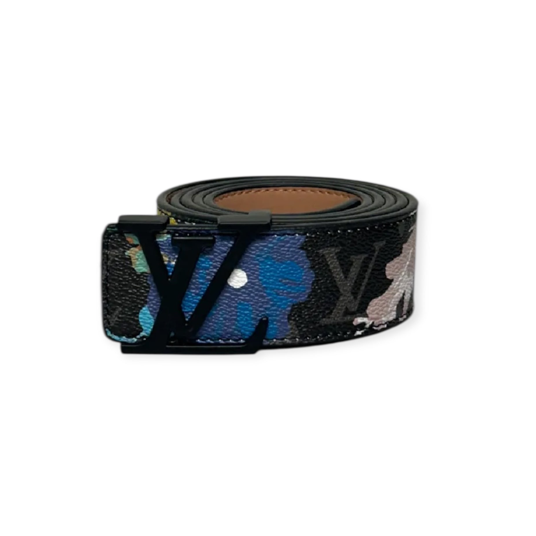 Louis Vuitton Black Belt Black Buckle "Graffiti"