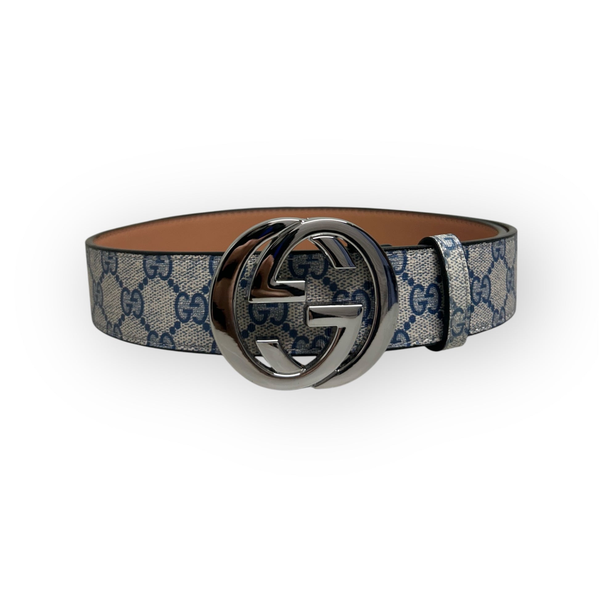 Gucci Blue Belt Silver Buckle "Marmont"