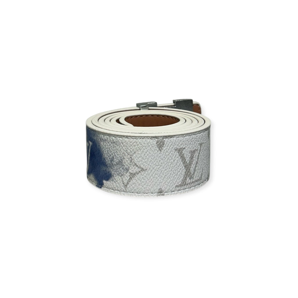 Louis Vuitton White Belt White Buckle "Watercolor"