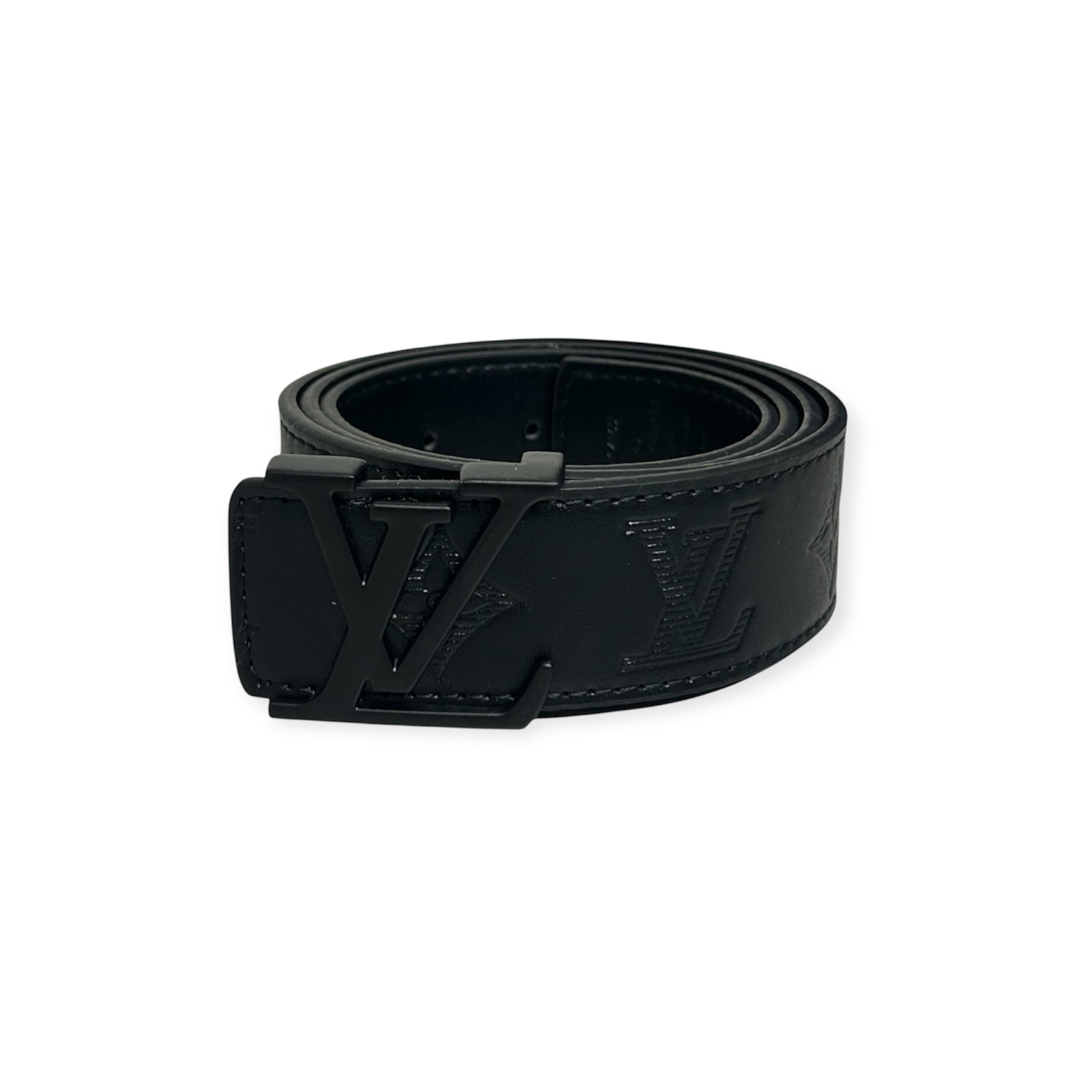 Louis Vuitton Black Belt Black Buckle "Shadow Monogram"
