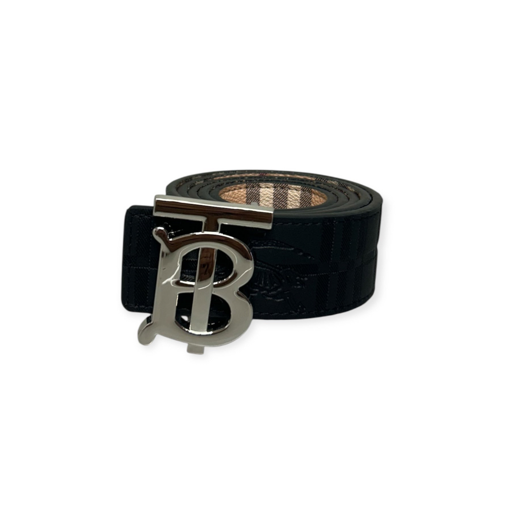 Burberry Beige Belt Silver Buckle "Reversible"