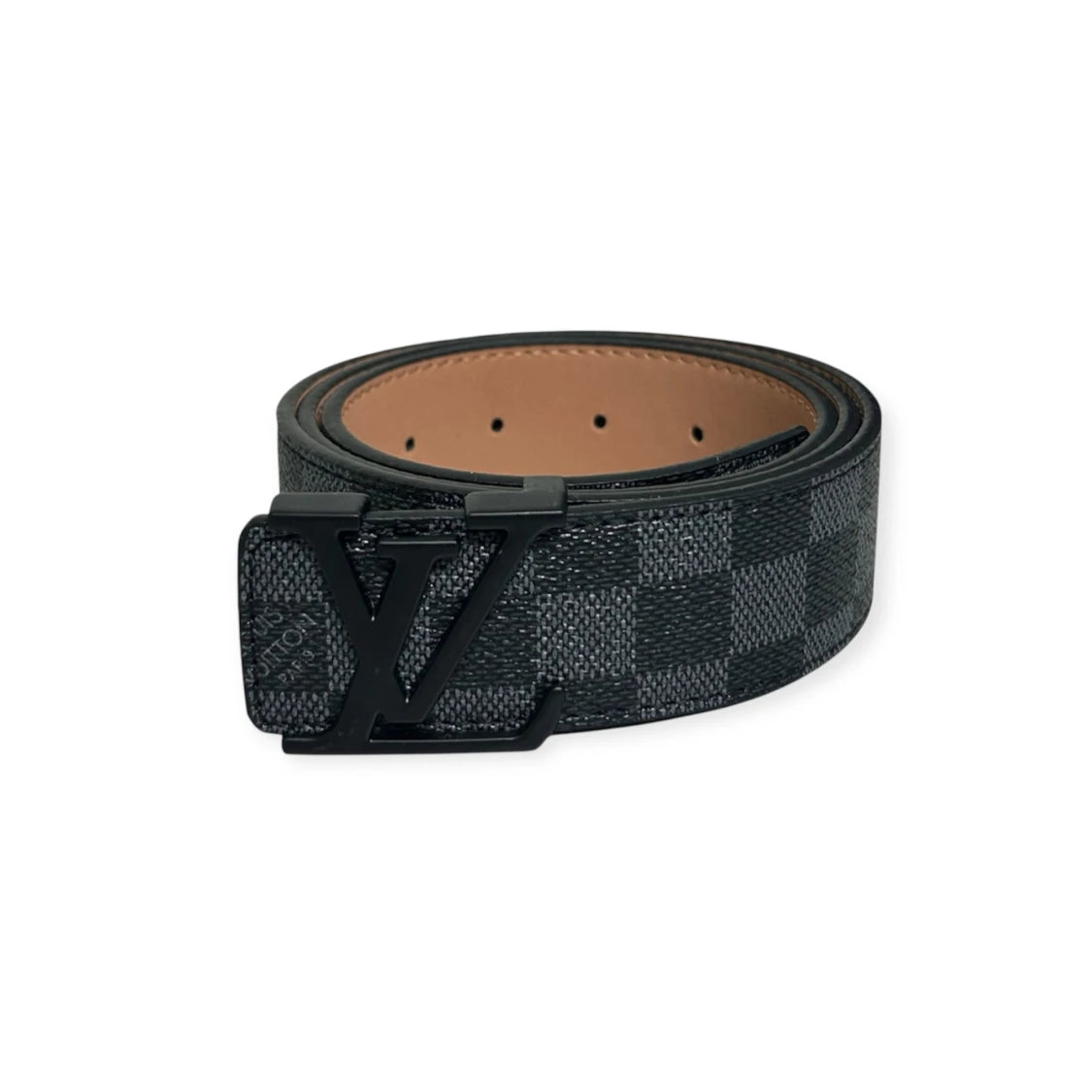Louis Vuitton Black Belt Black Buckle "Damier"