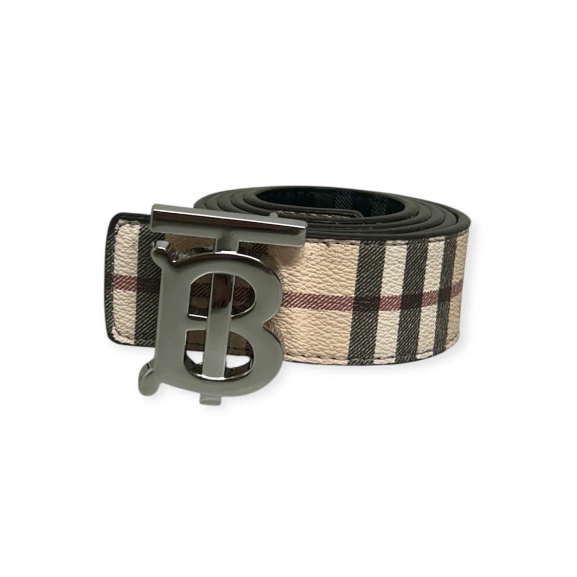Burberry Beige Belt Silver Buckle "Reversible"