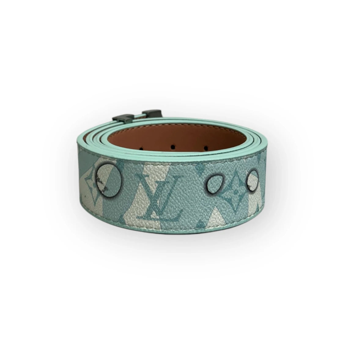 Louis Vuitton Blue Belt Silver Buckle "Aqua"