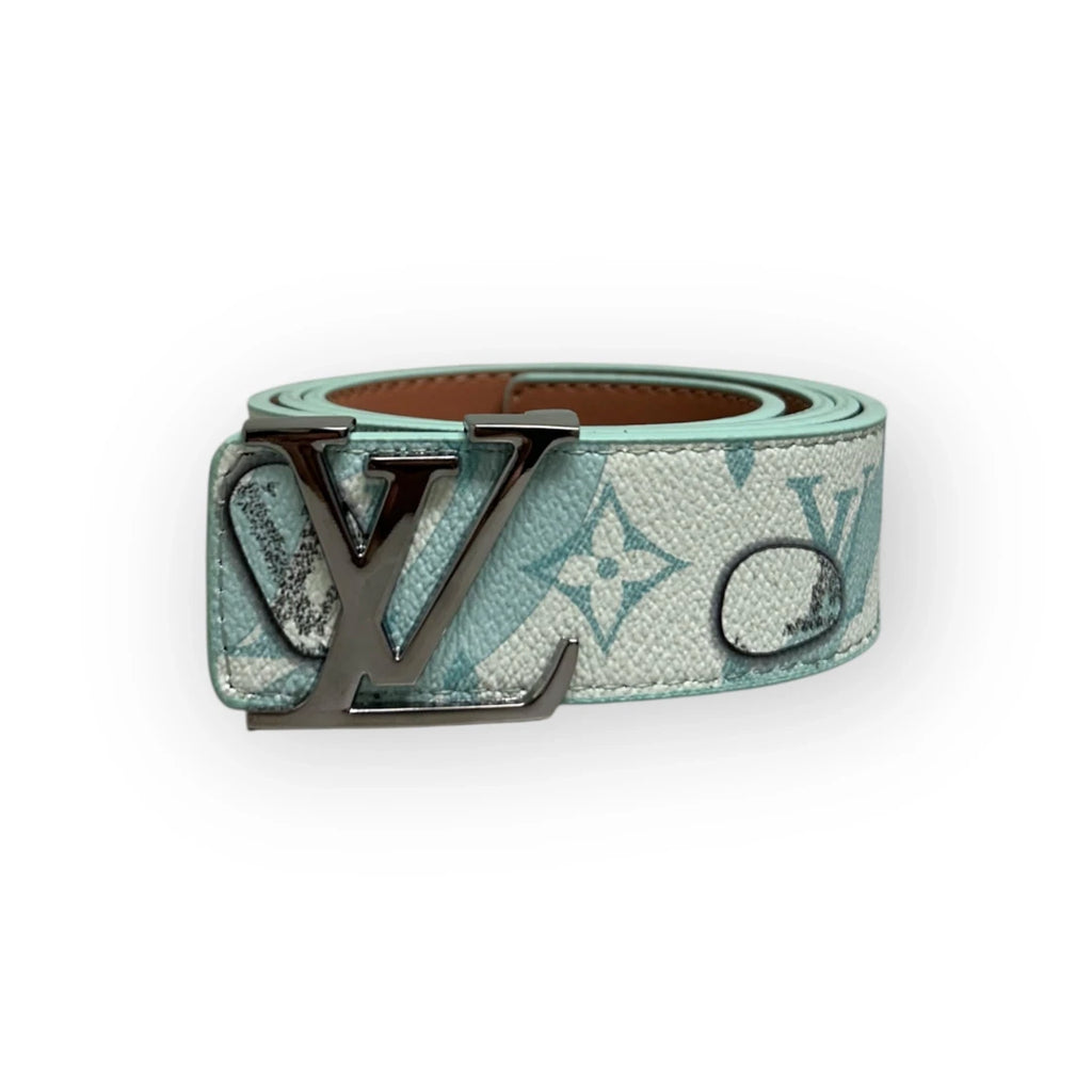 Louis Vuitton Blue Belt Silver Buckle "Aqua"