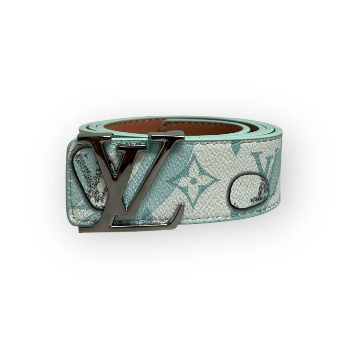 Louis Vuitton Blue Belt Silver Buckle "Aqua"
