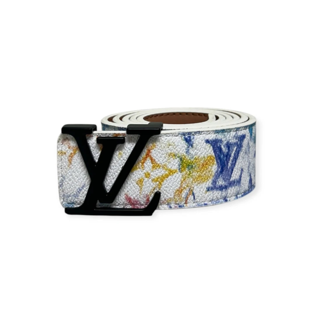 Louis Vuitton White Belt Black Buckle "Pastel Mix"