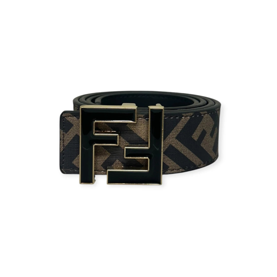 Fendi Brown Belt Black Buckle "Monogram"