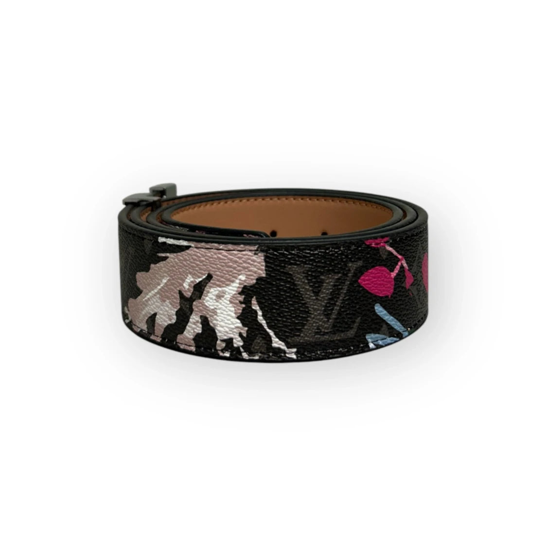 Louis Vuitton Black Belt Black Buckle "Graffiti"