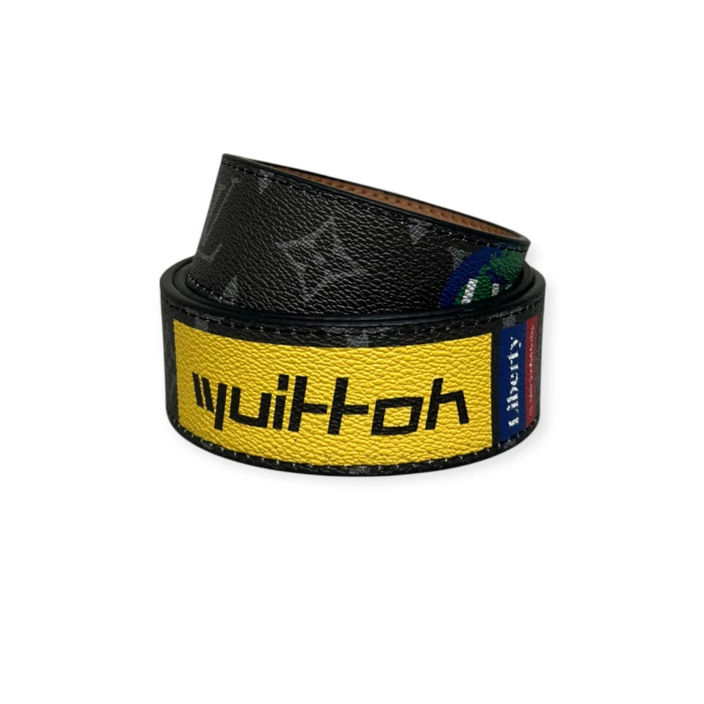 Louis Vuitton Black Belt Black Buckle "Logo Story"