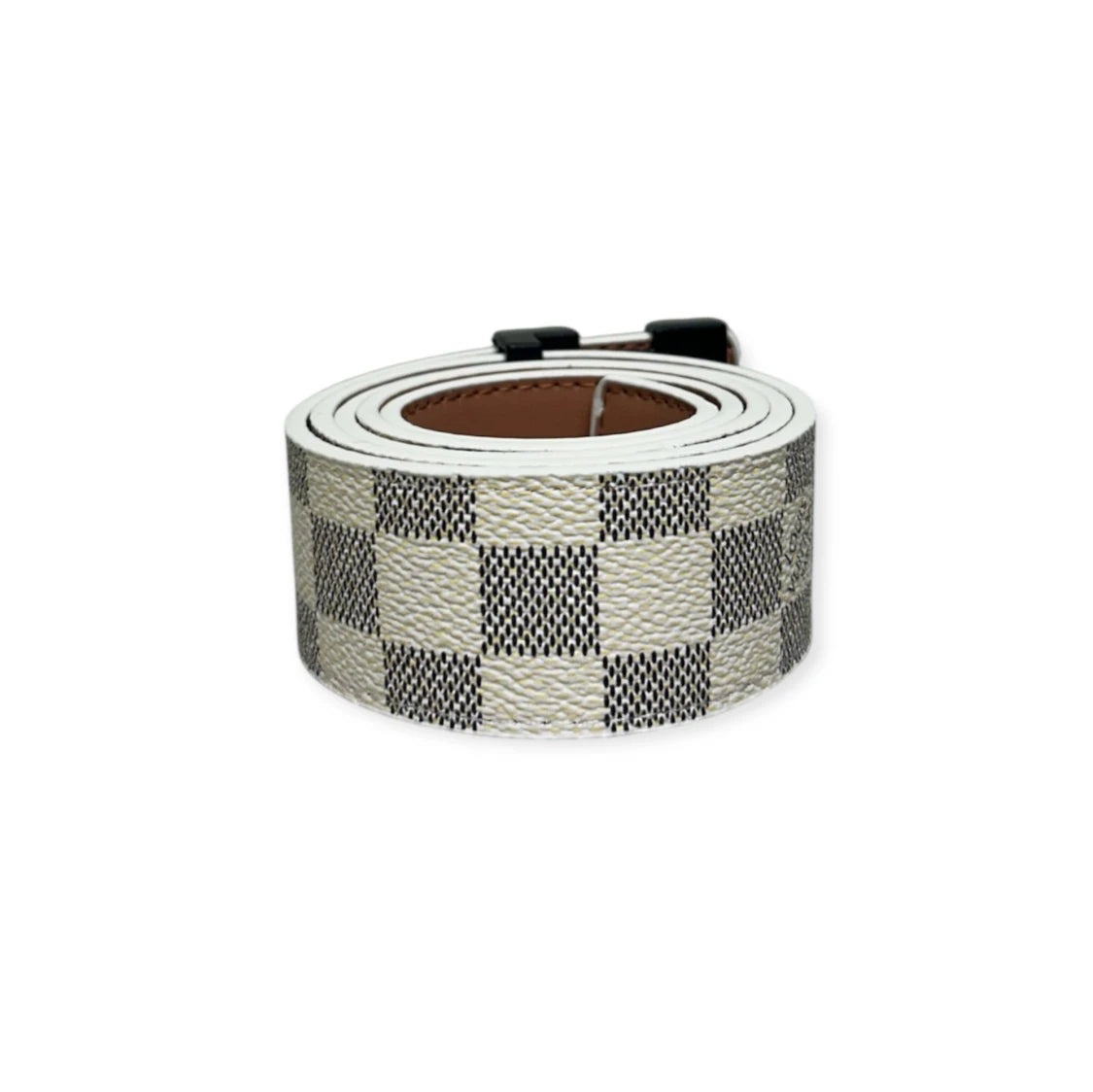 Louis Vuitton White Belt Black Buckle "Damier"