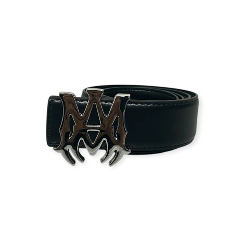Amiri Black Belt Silver Buckle "MA Logo"