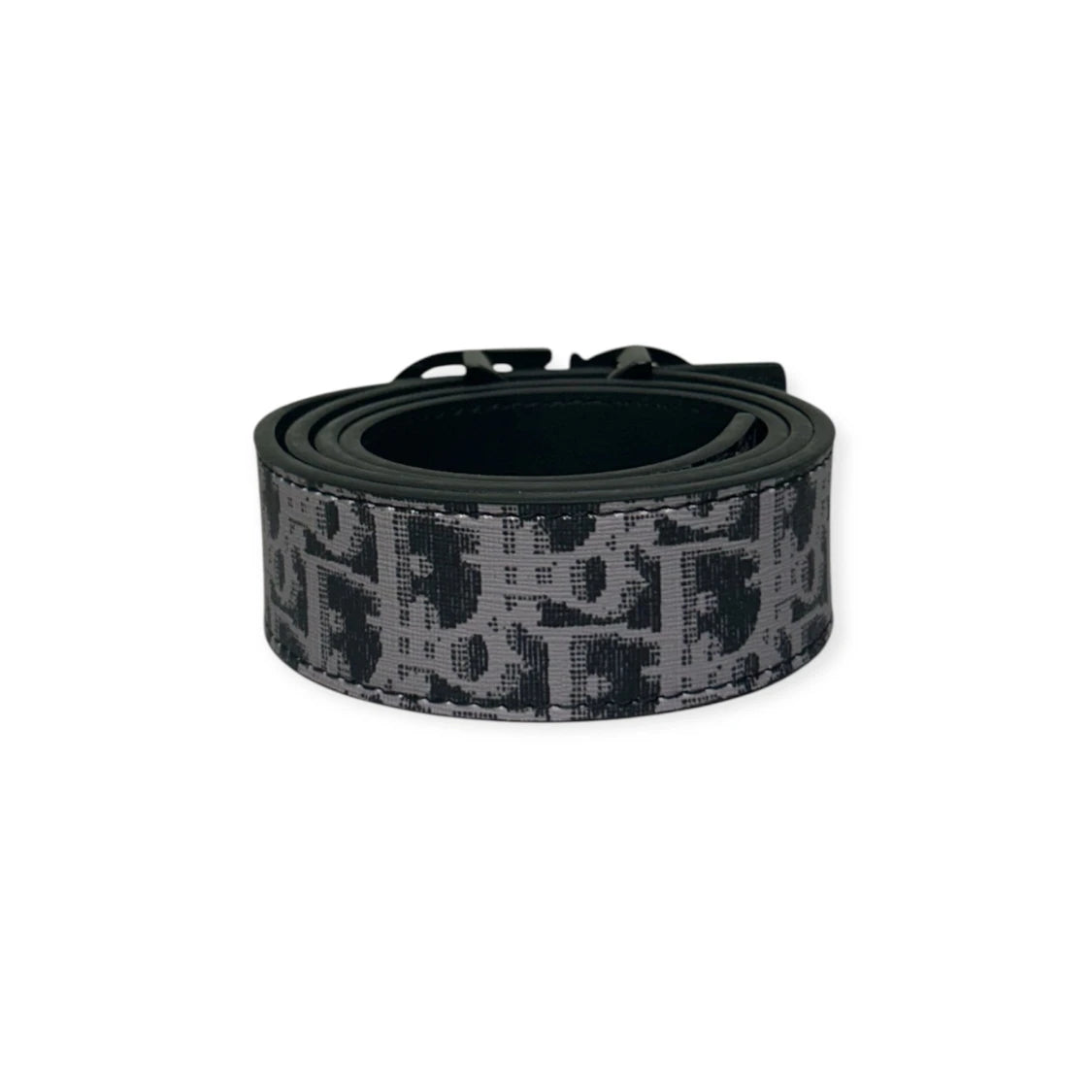 Dior Black Belt Silver Buckle "Monogram"