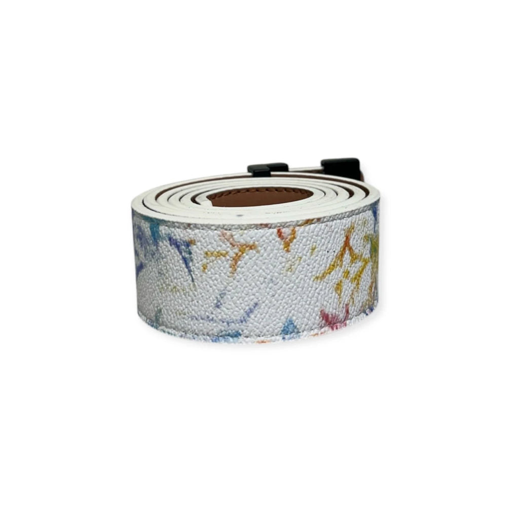 Louis Vuitton White Belt Black Buckle "Pastel Mix"