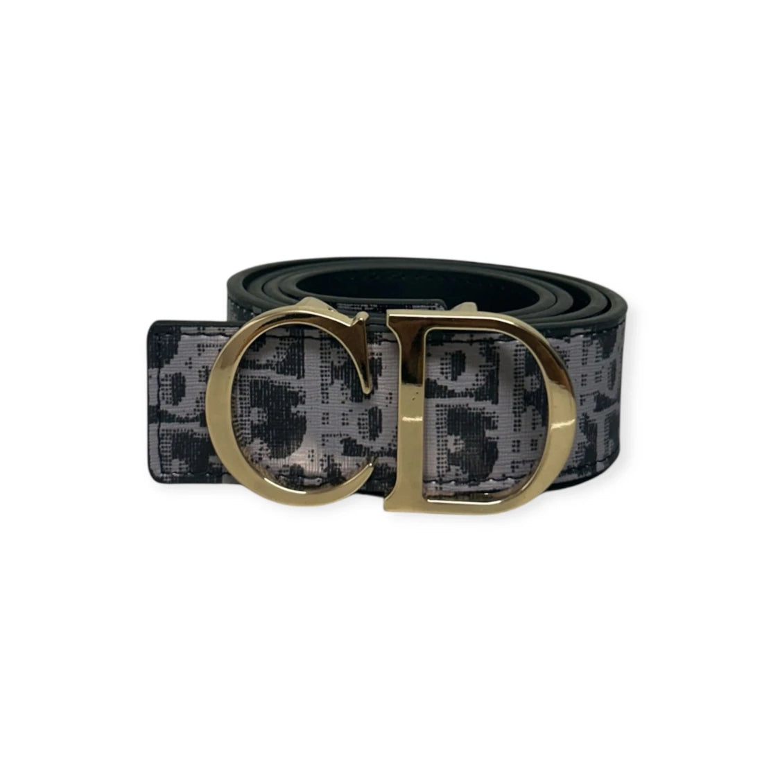Dior Black Belt Gold Buckle "Monogram"