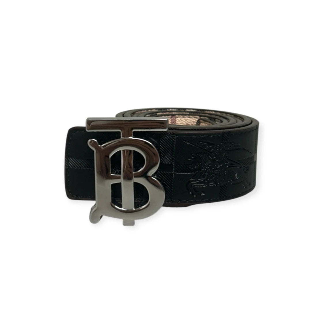 Burberry Beige Belt Silver Buckle "Reversible"