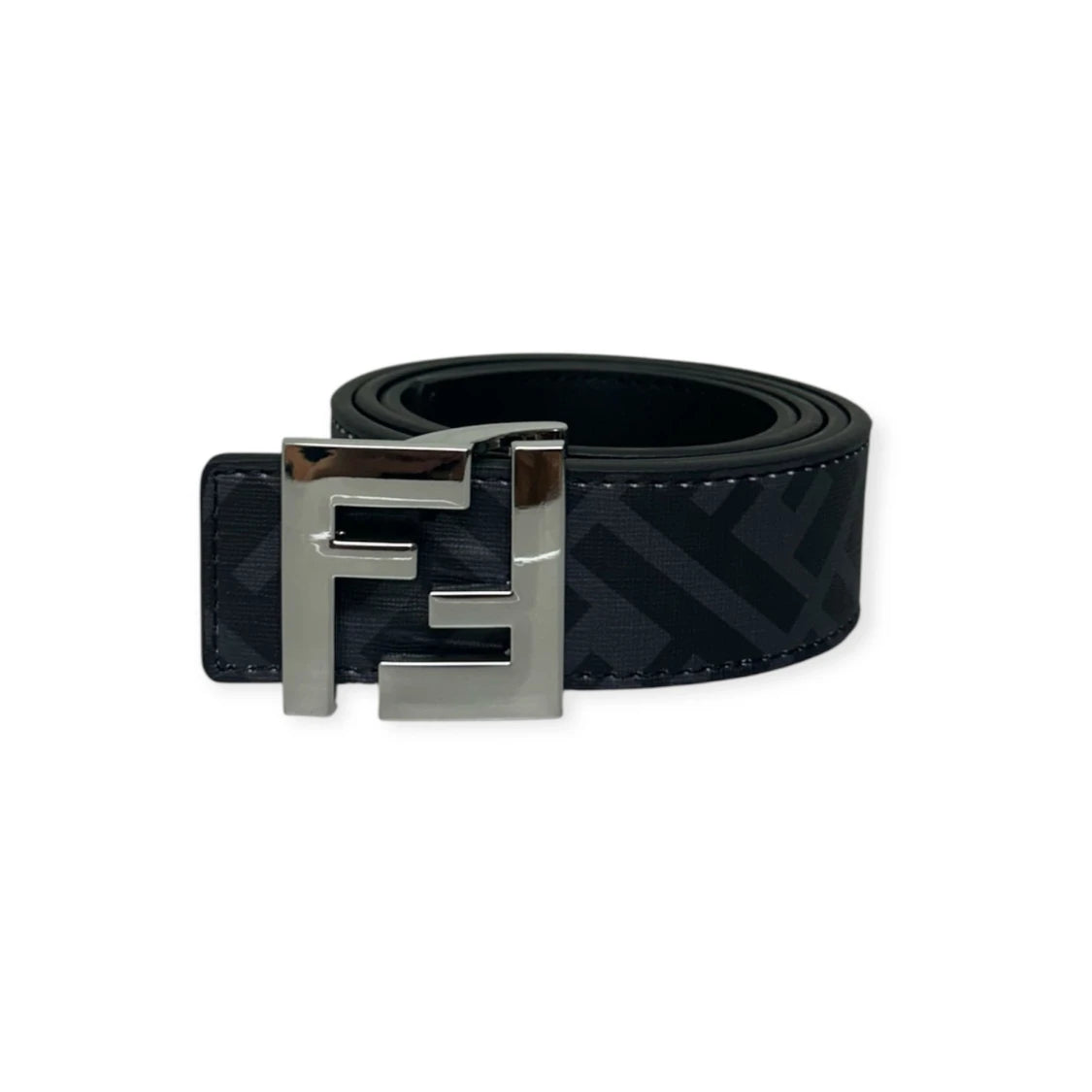 Fendi Black Belt Silver Buckle "Monogram"